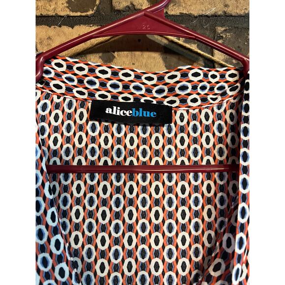 Size Large Alice Blue Orange and Blue Blouse - Picture 3 of 4